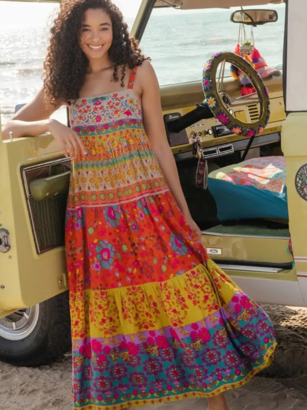 Natural Life Strappy Maxi Dress Size Xs Adjustable Straps Colorful Fun